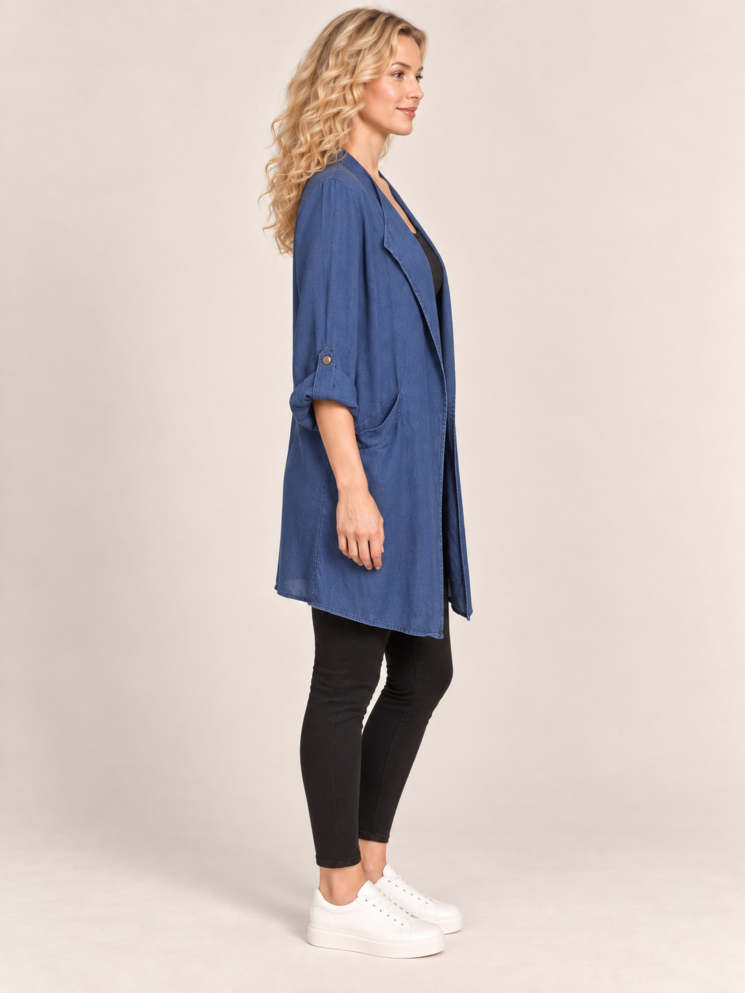Veste longue fluide effet jean H&M – Taille 38