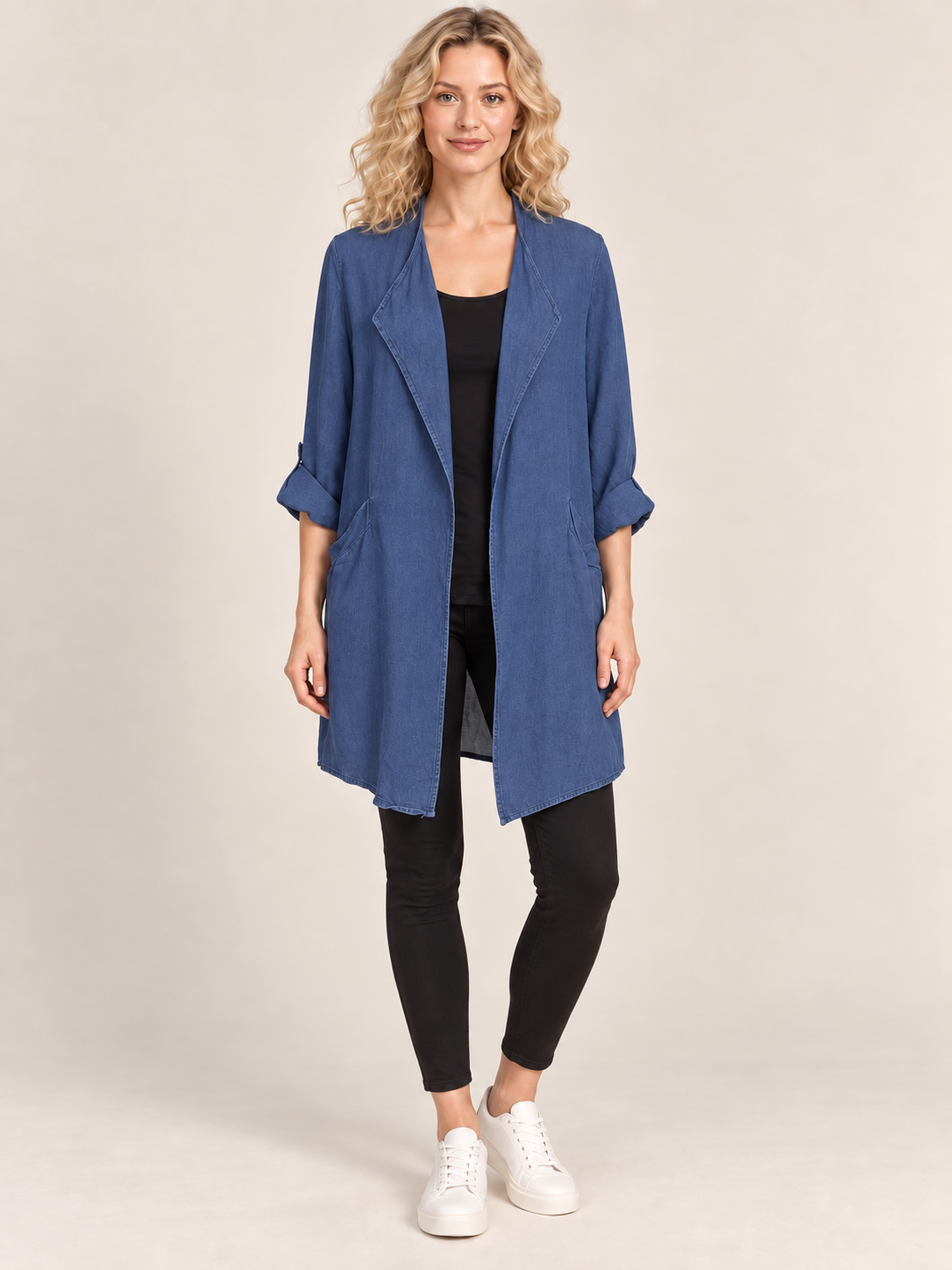 Veste longue fluide effet jean H&M – Taille 38