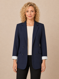 Blazer long bleu marine à poignets rayés – Cache Cache – Taille 38