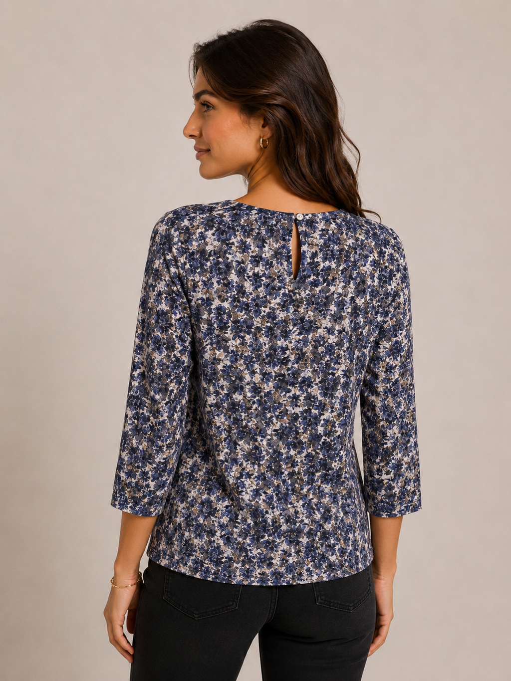 Haut Esprit à imprimé floral bleu – Taille 38