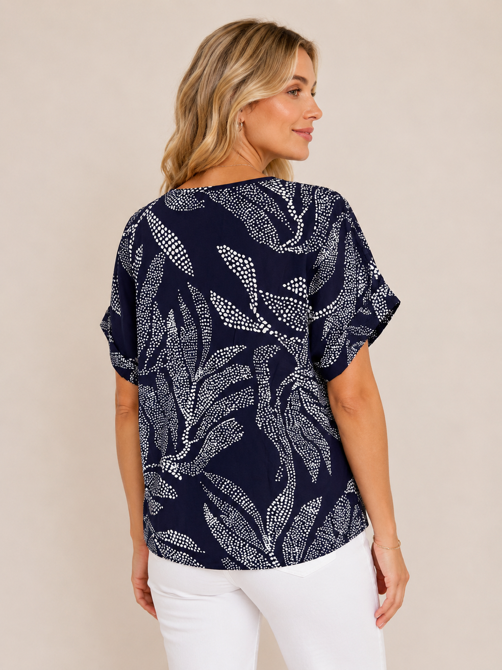 Blouse imprimée marine et blanc – SHEIN