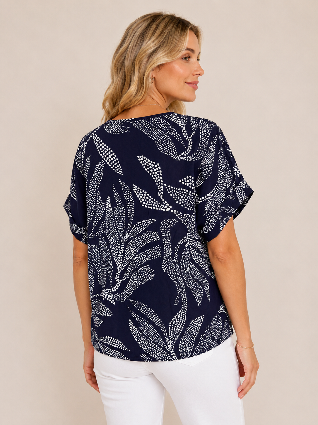 Blouse imprimée marine et blanc – SHEIN