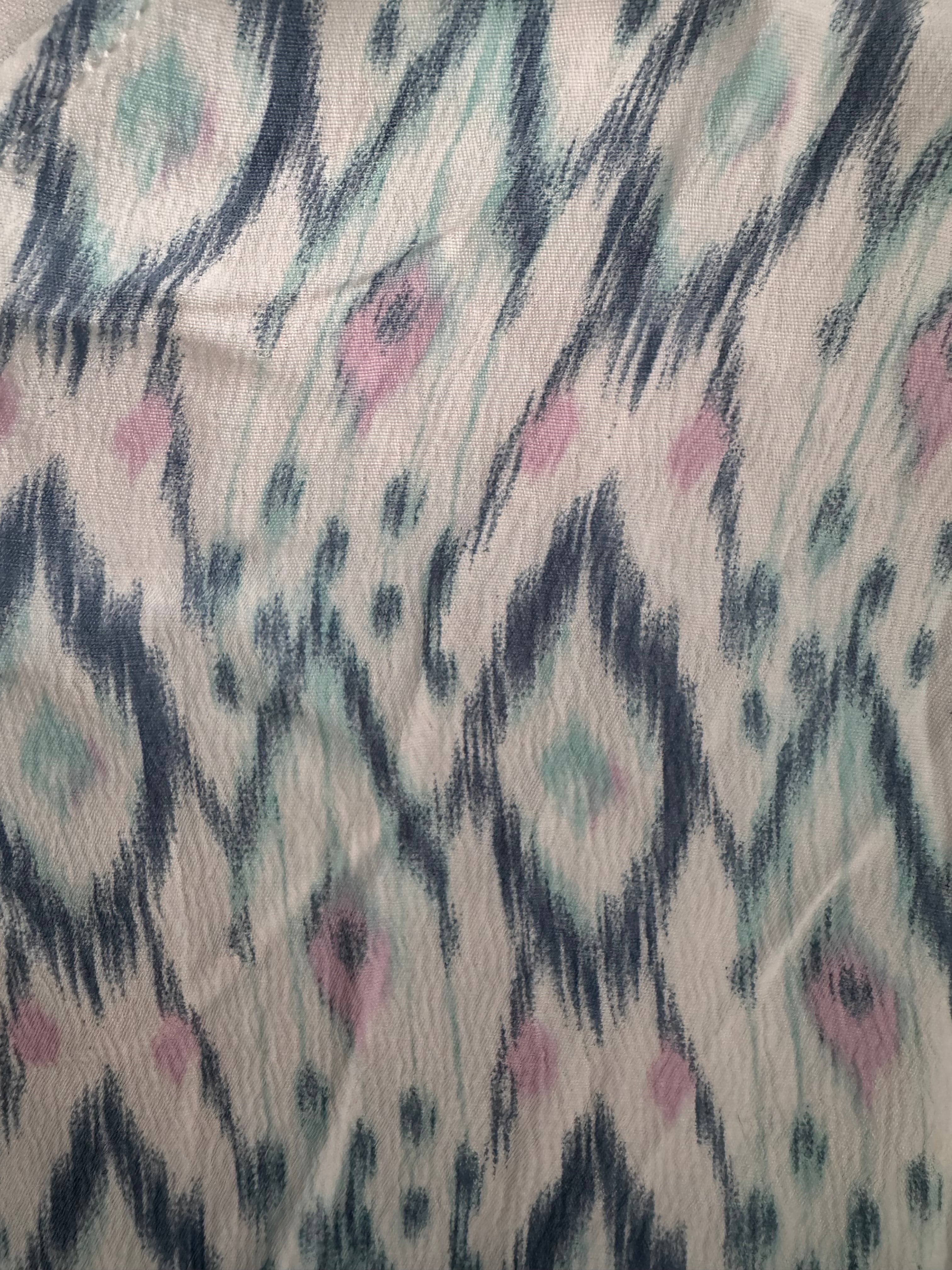 Haut Naf Naf imprimé fluide blanc et bleu – Taille S – Modal & viscose
