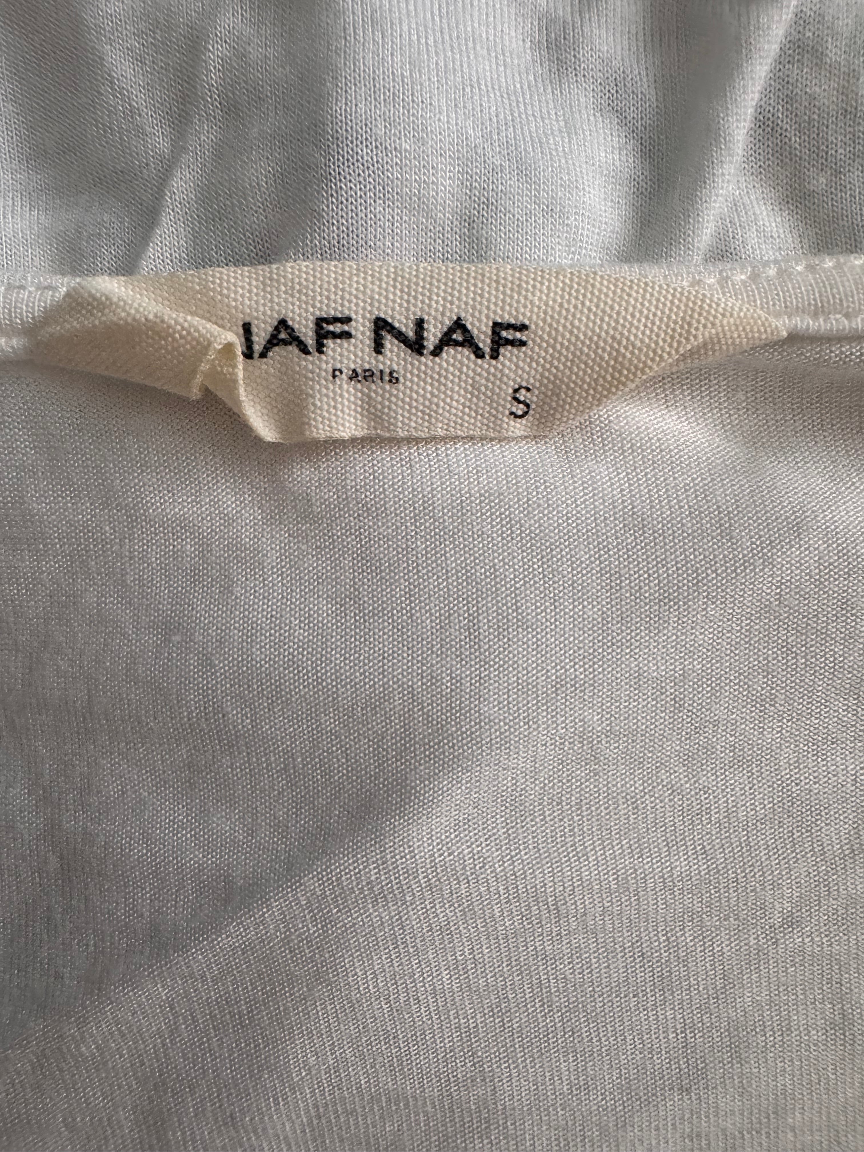 Haut Naf Naf imprimé fluide blanc et bleu – Taille S – Modal & viscose