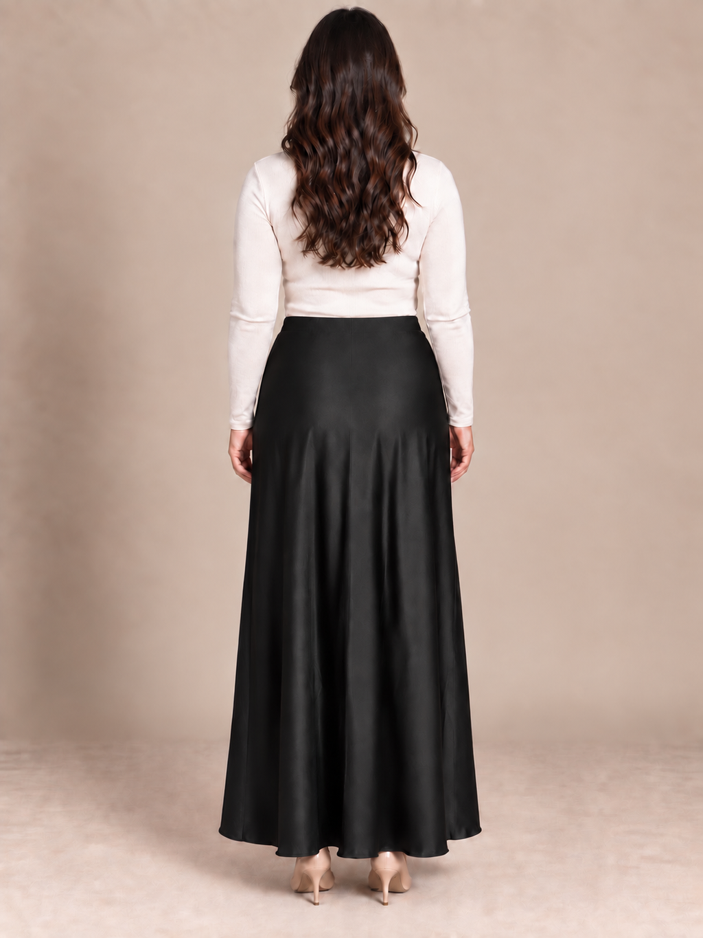Jupe longue noire satinée Gémo – Taille 44