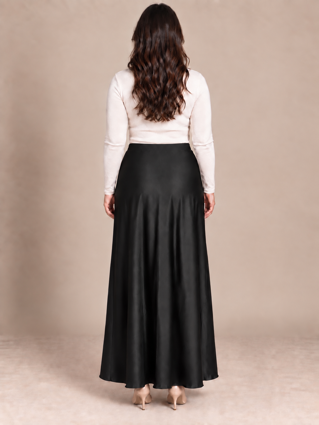 Jupe longue noire satinée Gémo – Taille 44