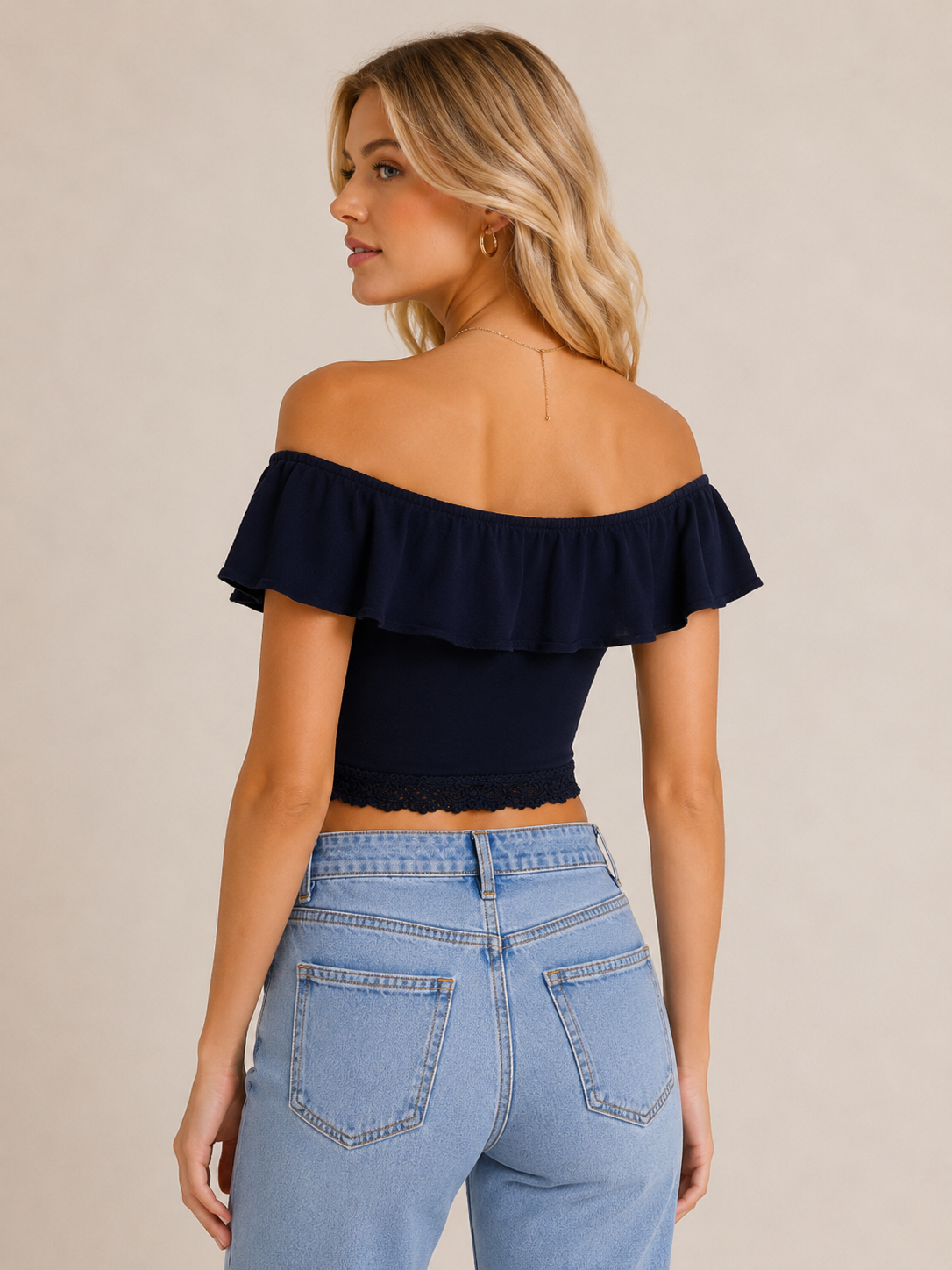 Crop top bleu marine Bershka – Taille S