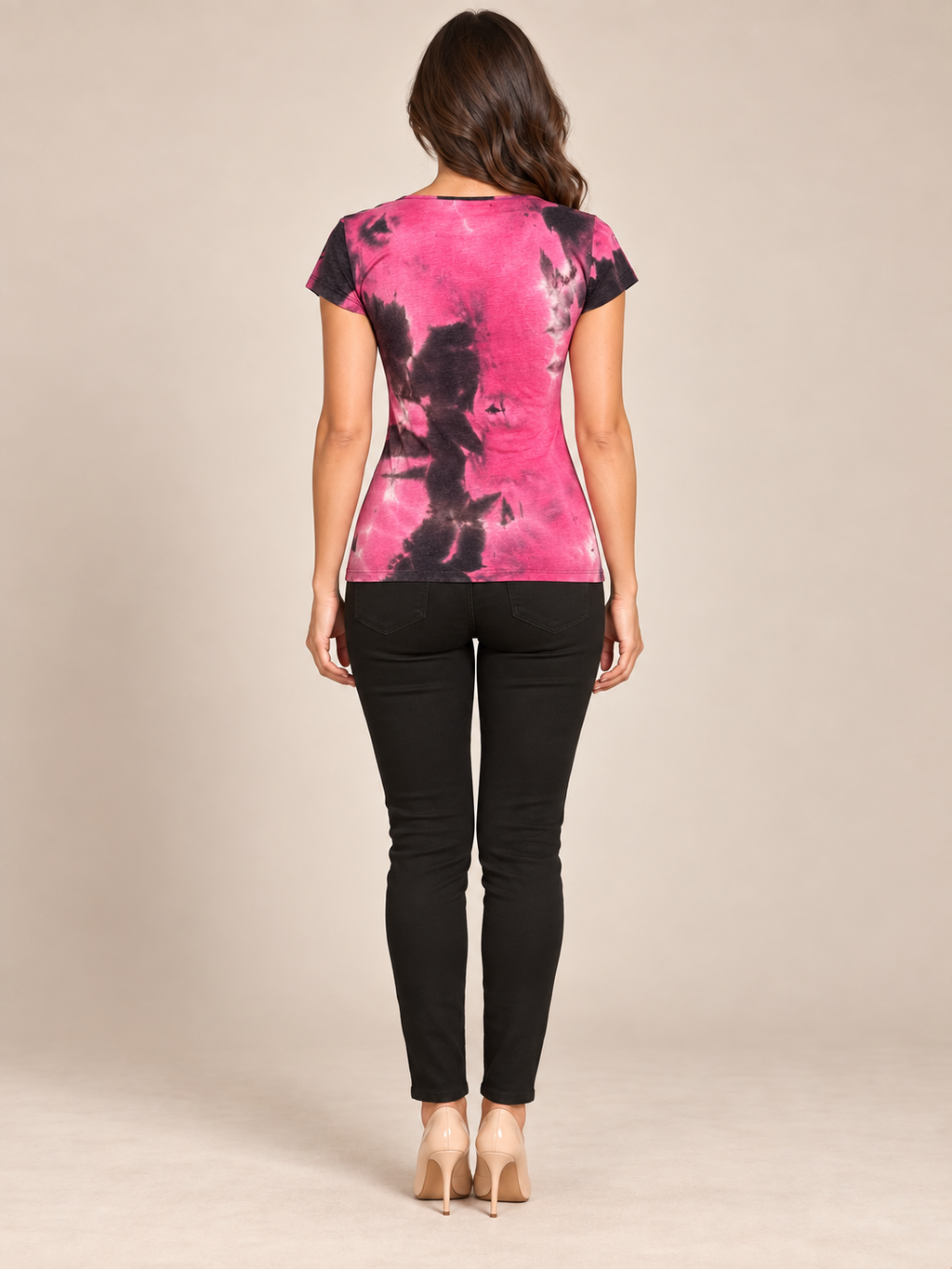 Haut imprimé rose et noir à strass Toumaï – Taille 2