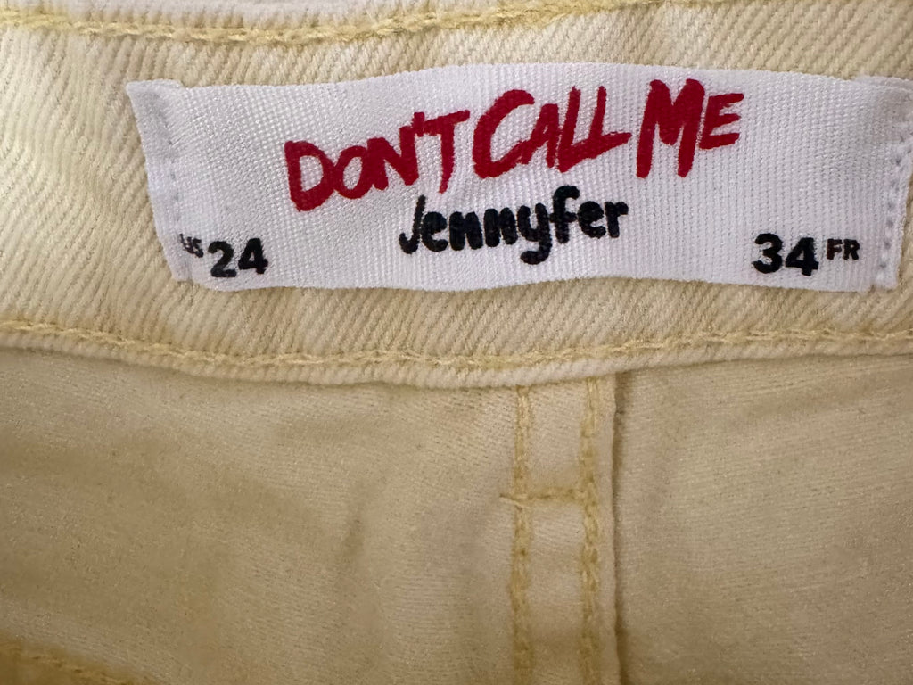 Short en jean jaune pastel taille haute Don’t Call Me by Jennyfer – Taille 34