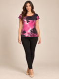 Haut imprimé rose et noir à strass Toumaï – Taille 2