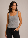 Top en dentelle gris Punnéo – Taille M