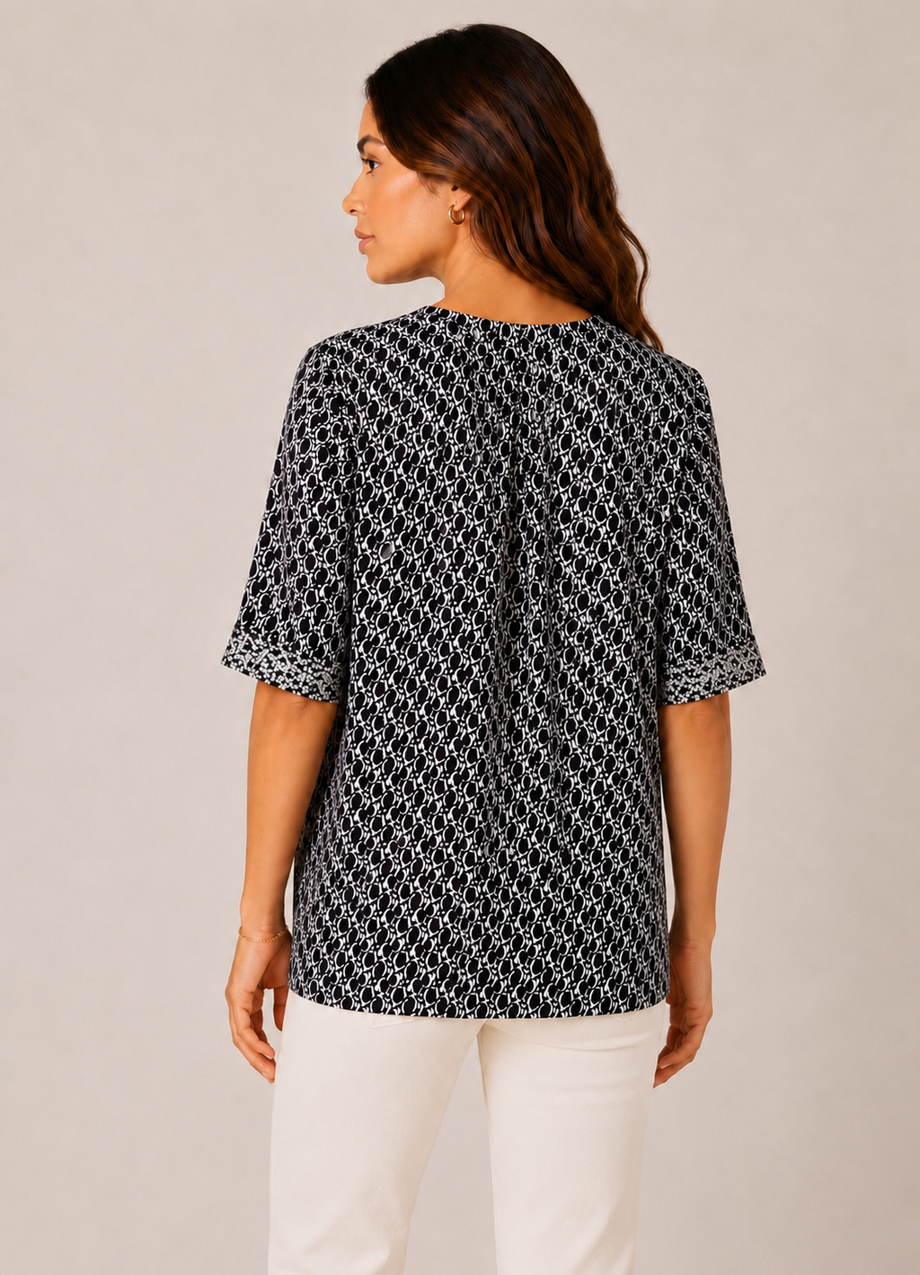 Haut imprimé noir & blanc à sequins – SHEIN