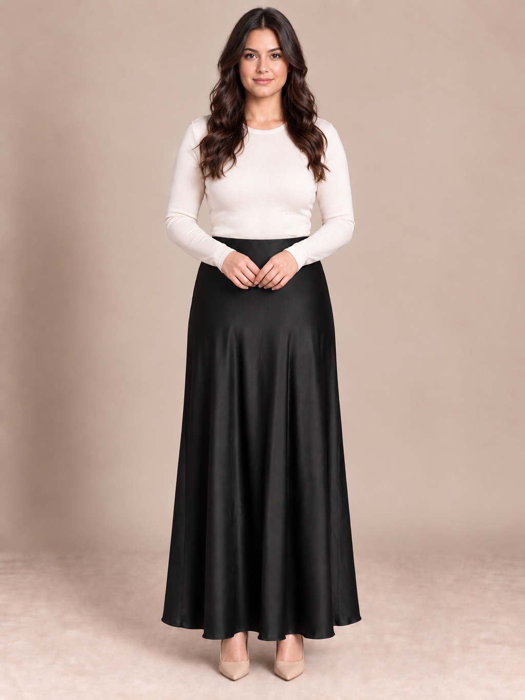 Jupe longue noire satinée Gémo – Taille 44