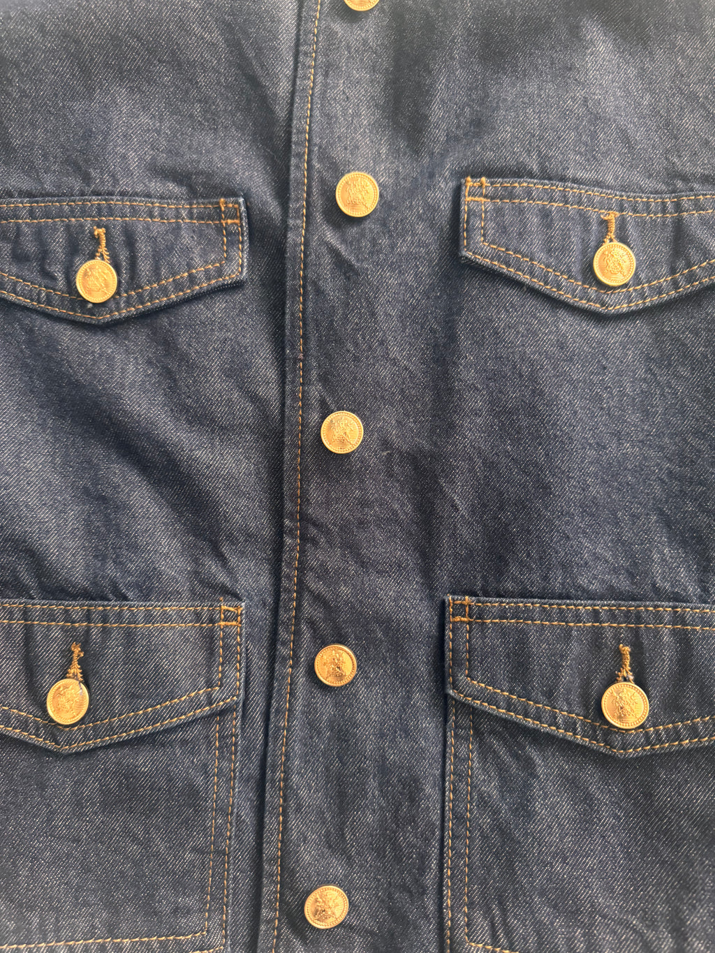 Veste en jean bleu brut à boutons dorés – Gémo – Taille 40