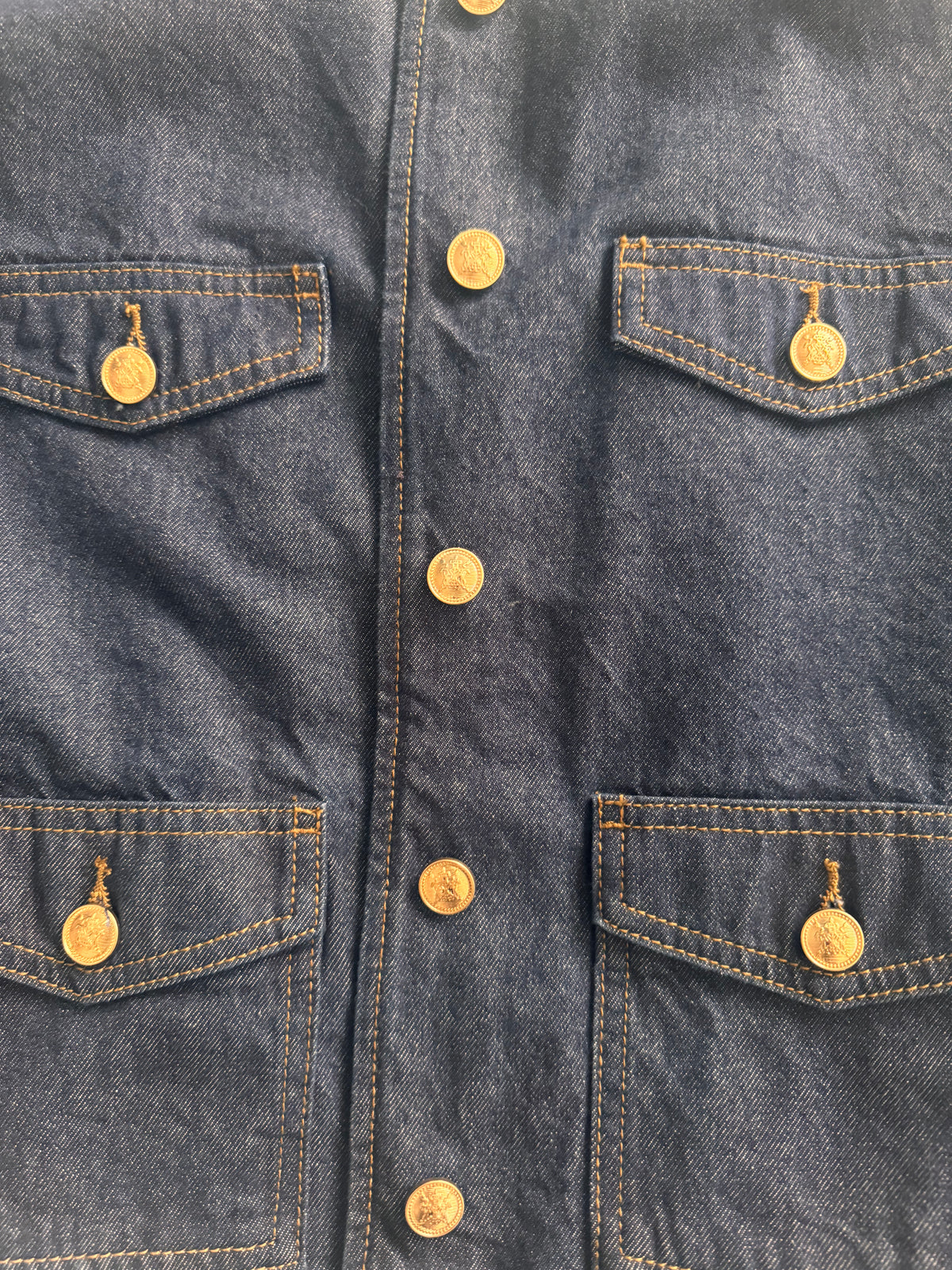 Veste en jean bleu brut à boutons dorés – Gémo – Taille 40