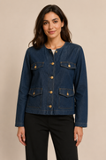 Veste en jean bleu brut à boutons dorés – Gémo – Taille 40