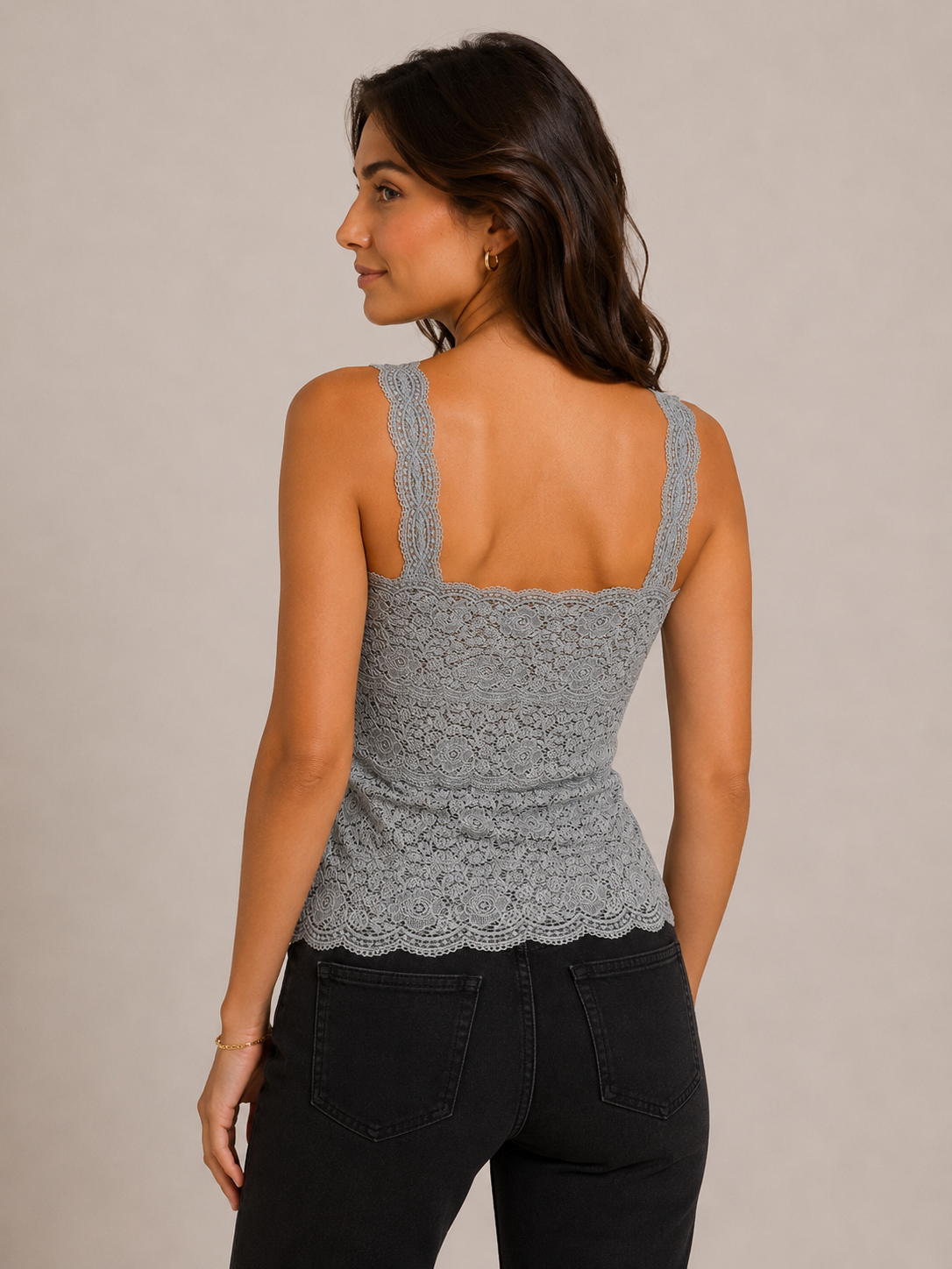 Top en dentelle gris Punnéo – Taille M