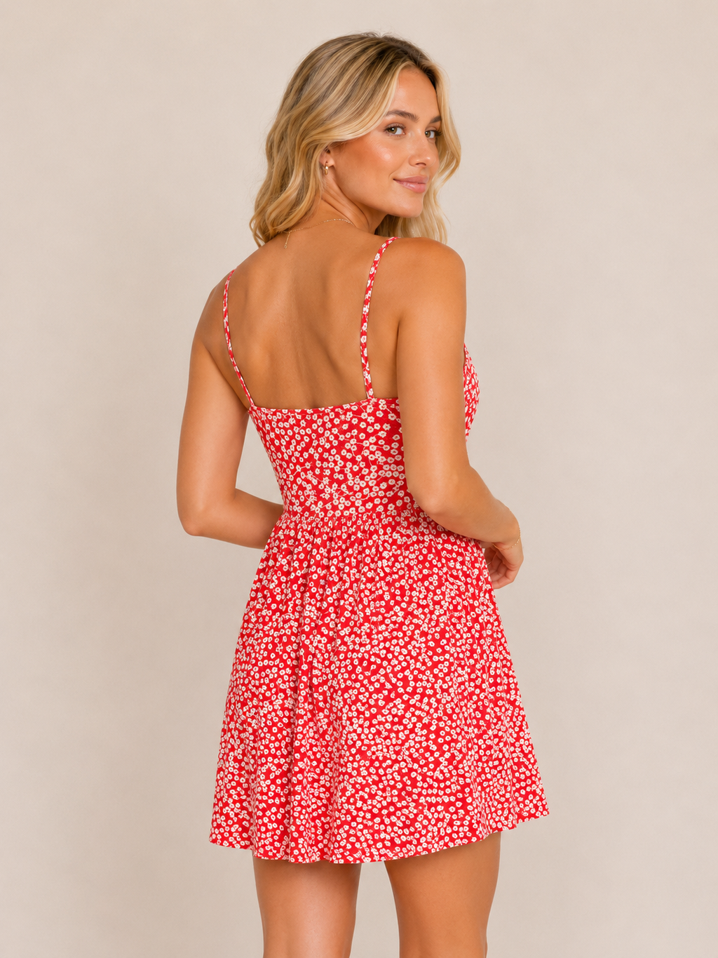 Robe courte fleurie rouge – SHEIN