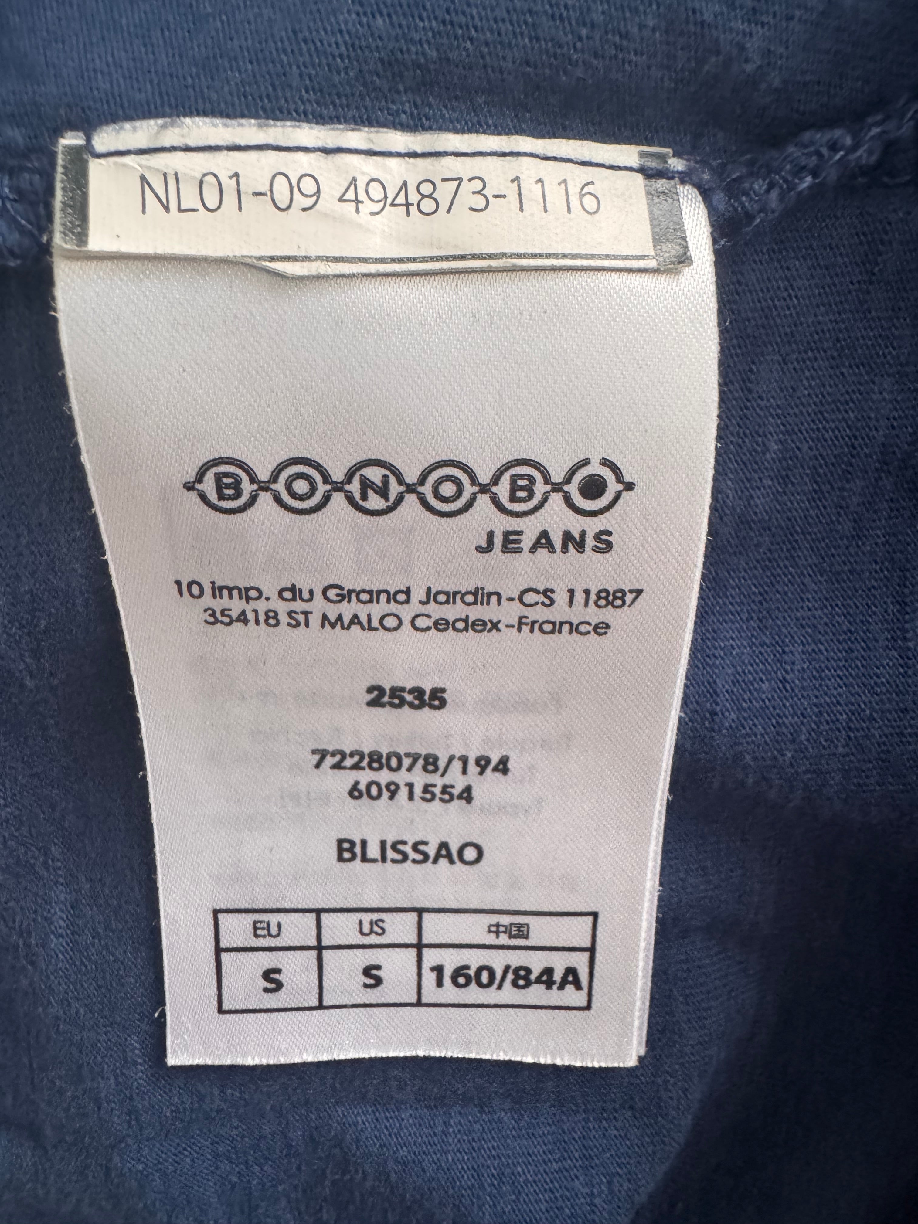 Débardeur bleu dos dentelle Bonobo Jeans – 100 % coton – Taille S