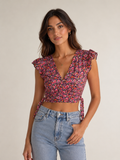 Crop top fleuri à nouer - Amisu