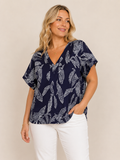Blouse imprimée marine et blanc – SHEIN