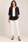 Blouse noire et écrue à volant – AGATHE VELMONT – Taille 3