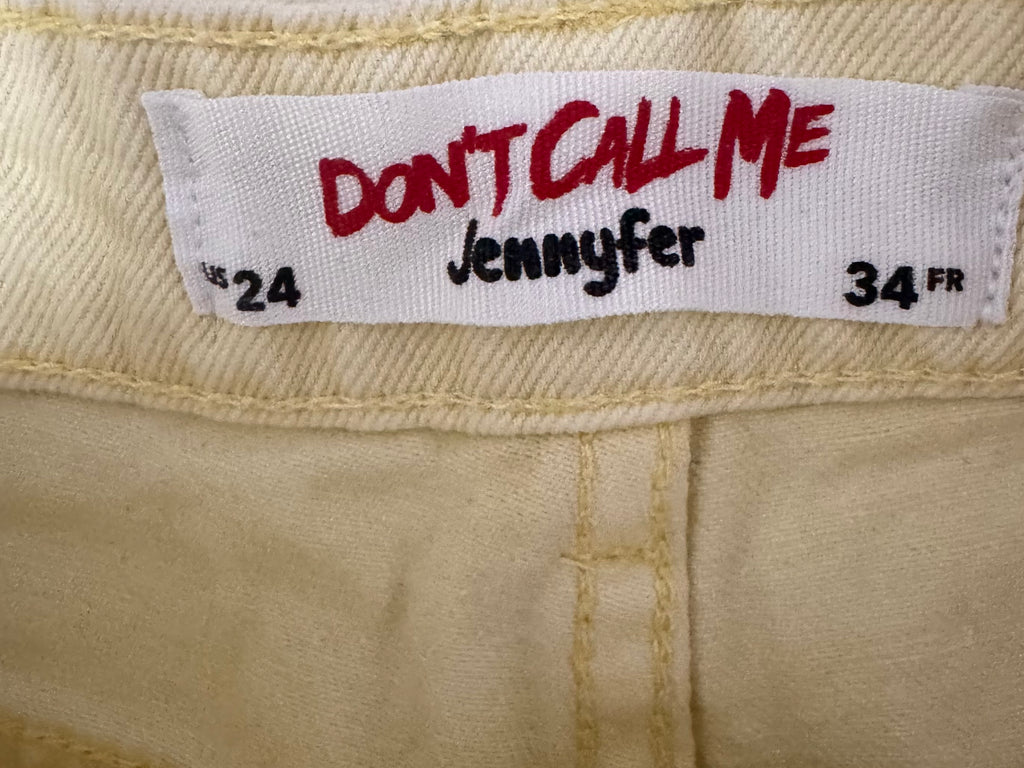 Short en jean jaune pastel taille haute Don’t Call Me by Jennyfer – Taille 34