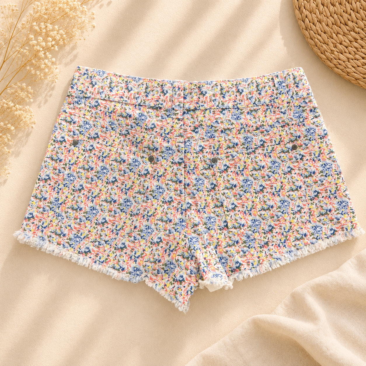 Short en jean imprimé multicolore - taille 36
