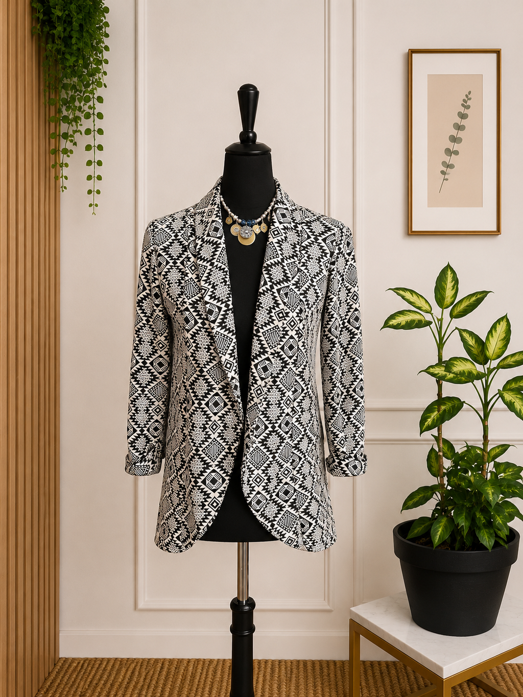 Blazer imprimé noir & blanc – Taille M