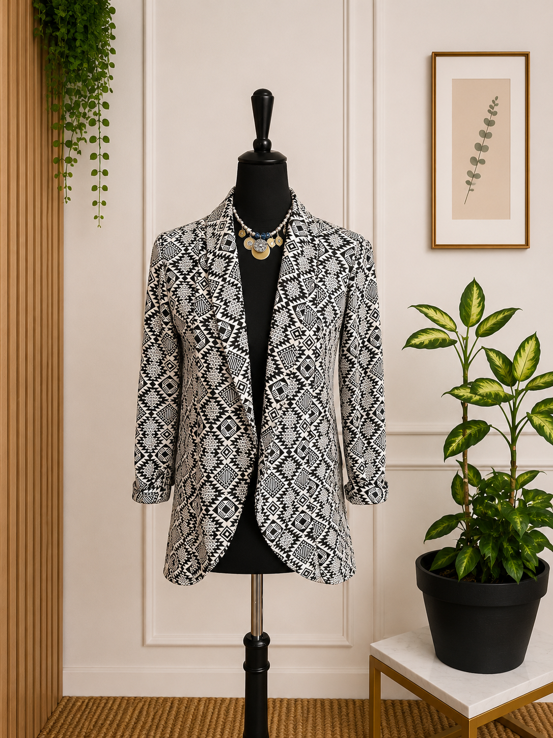 Blazer imprimé noir & blanc – Taille M