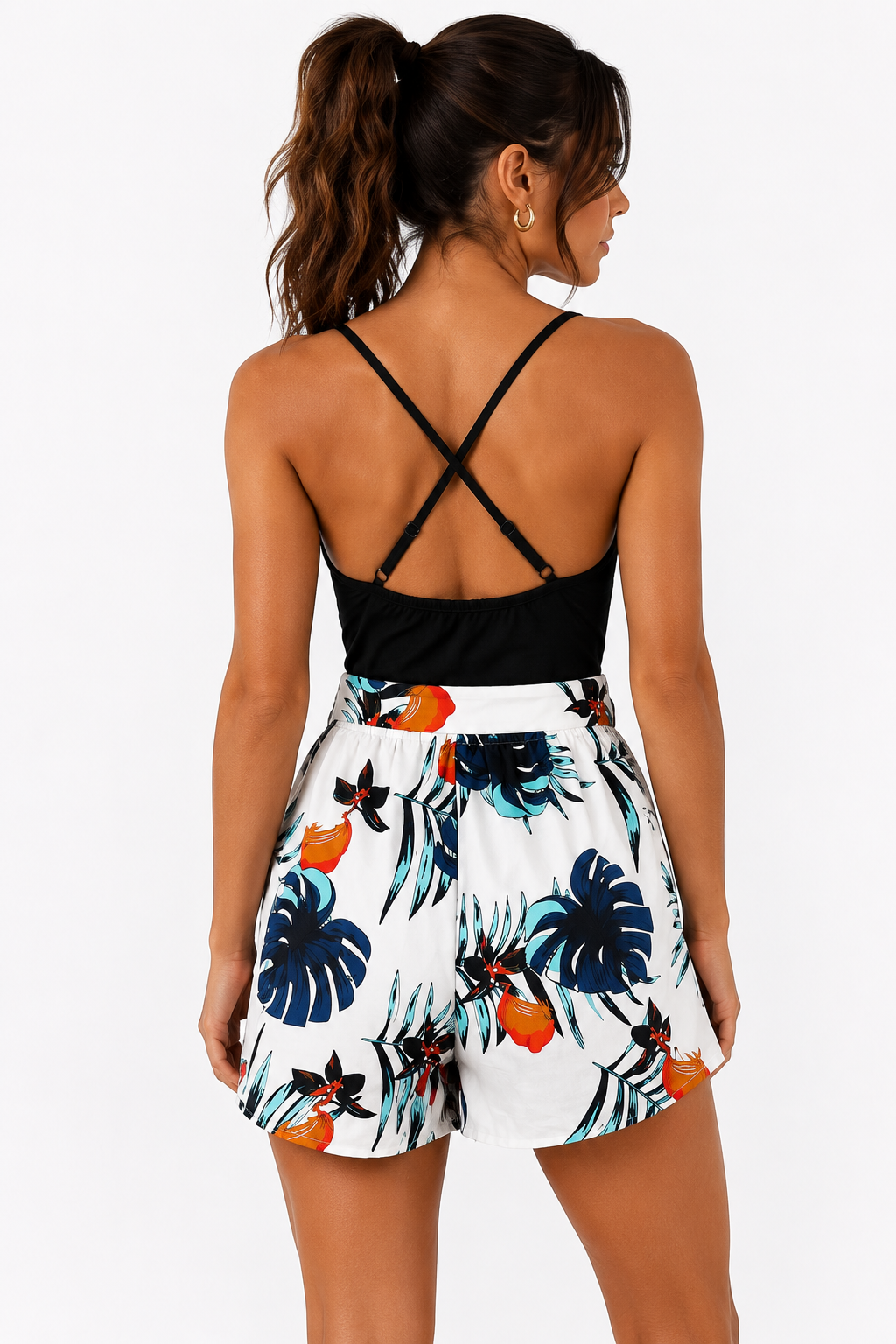 Combi-short tropicale noir et blanc – Esprit chic & estival