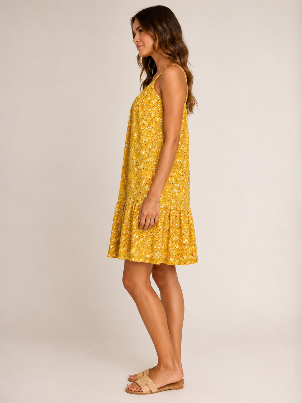 Robe fluide fleurie jaune – Promod