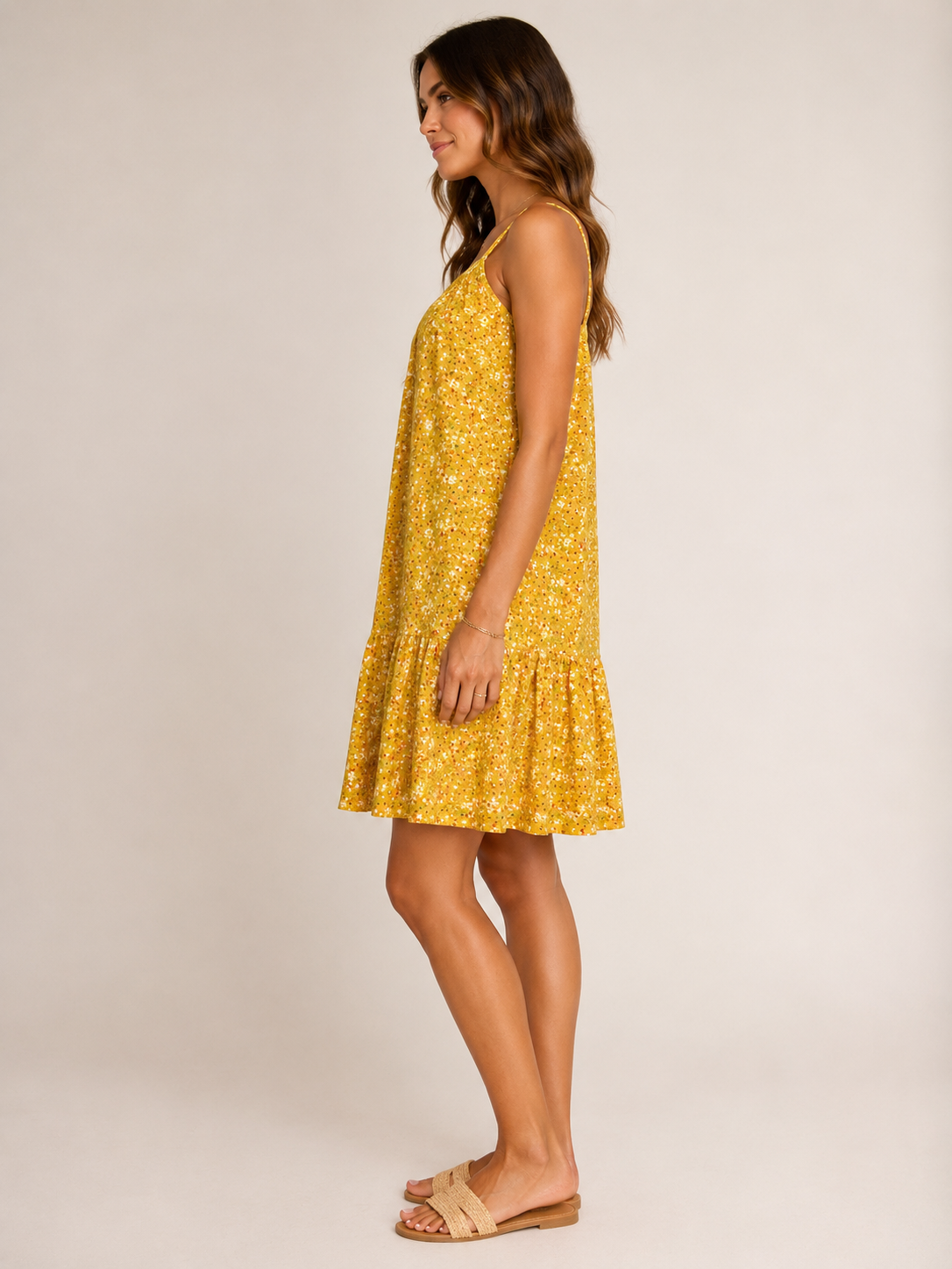 Robe fluide fleurie jaune – Promod