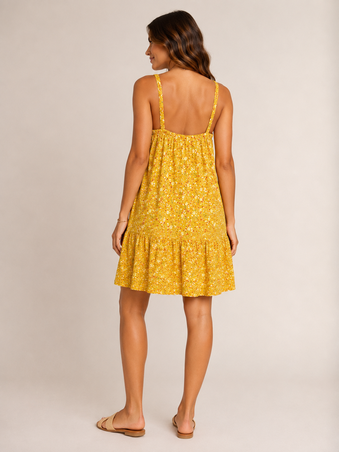Robe fluide fleurie jaune – Promod