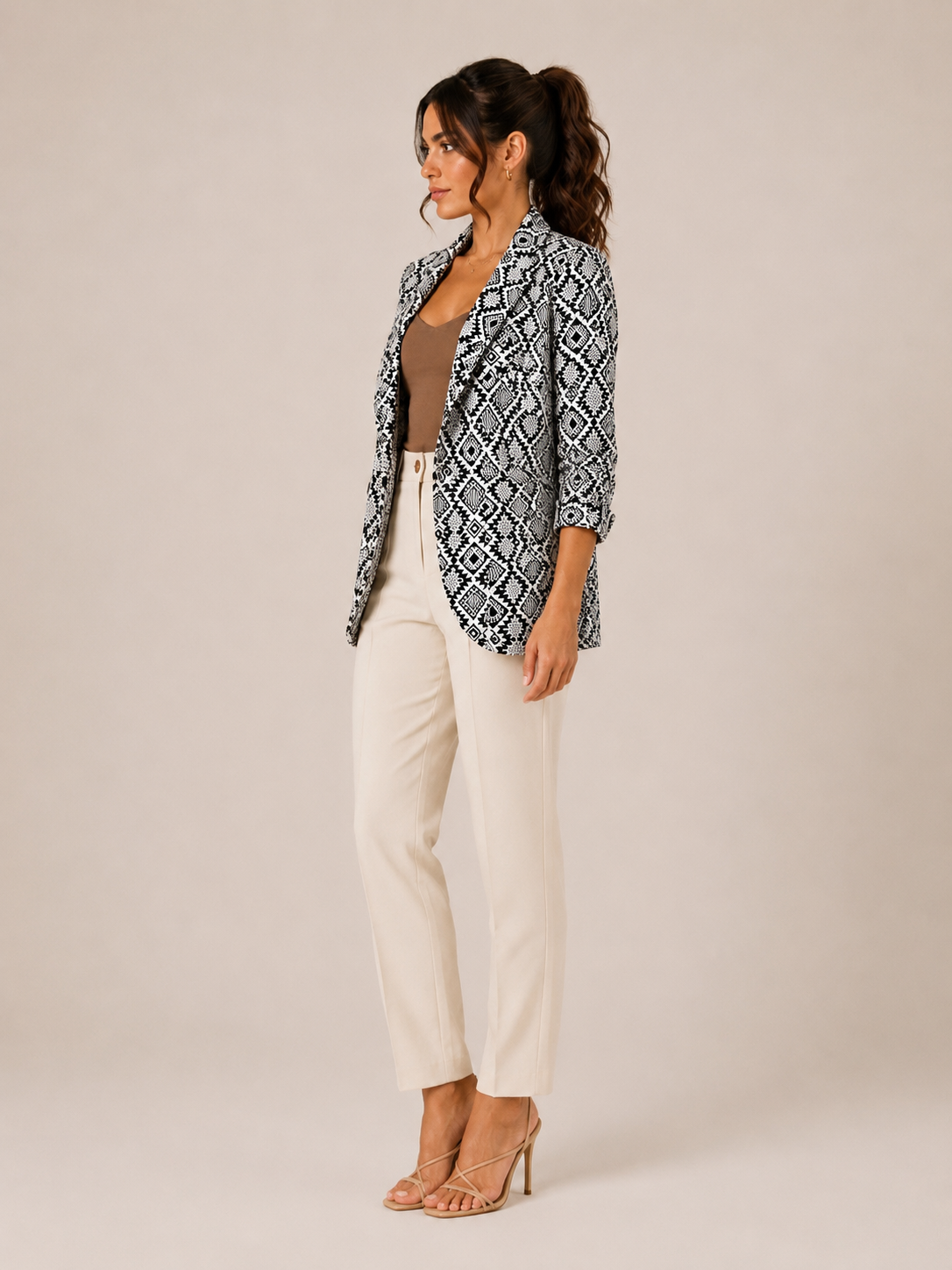 Veste blazer graphique noir & blanc