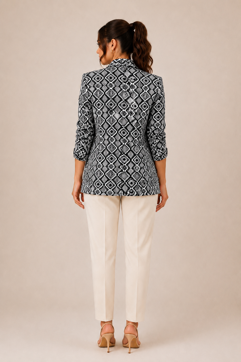 Veste blazer graphique noir & blanc