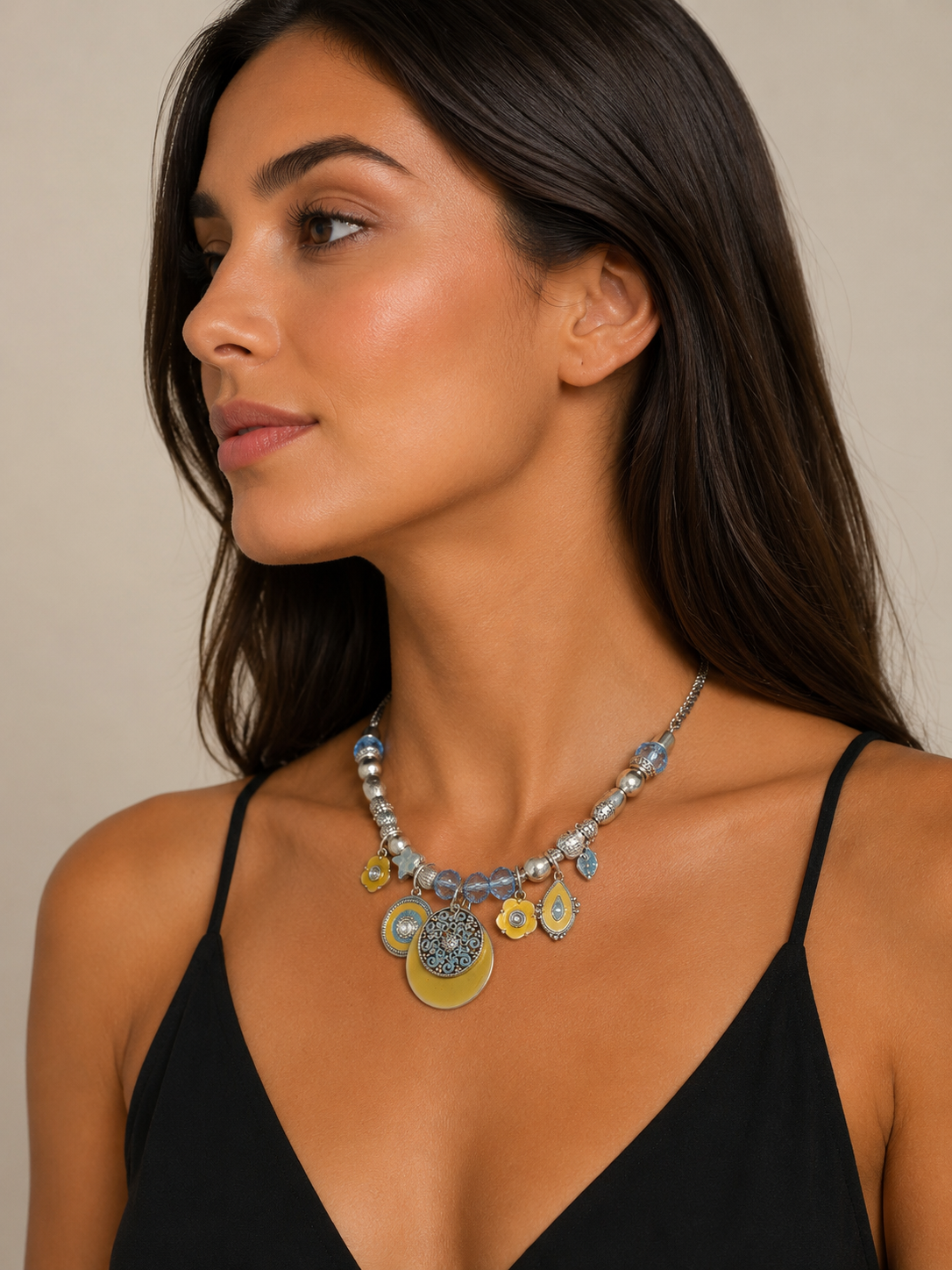 Collier fantaisie bohème chic multicolore