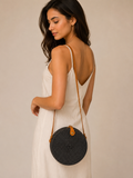 Sac rond en osier noir – Bandoulière