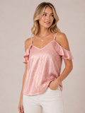Haut satiné rose poudré à épaules dénudées – SHEIN