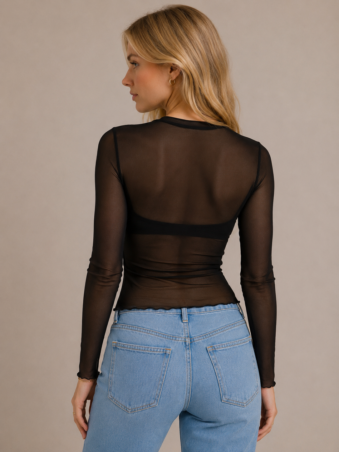 Petit haut en tulle transparent noir – Style tendance