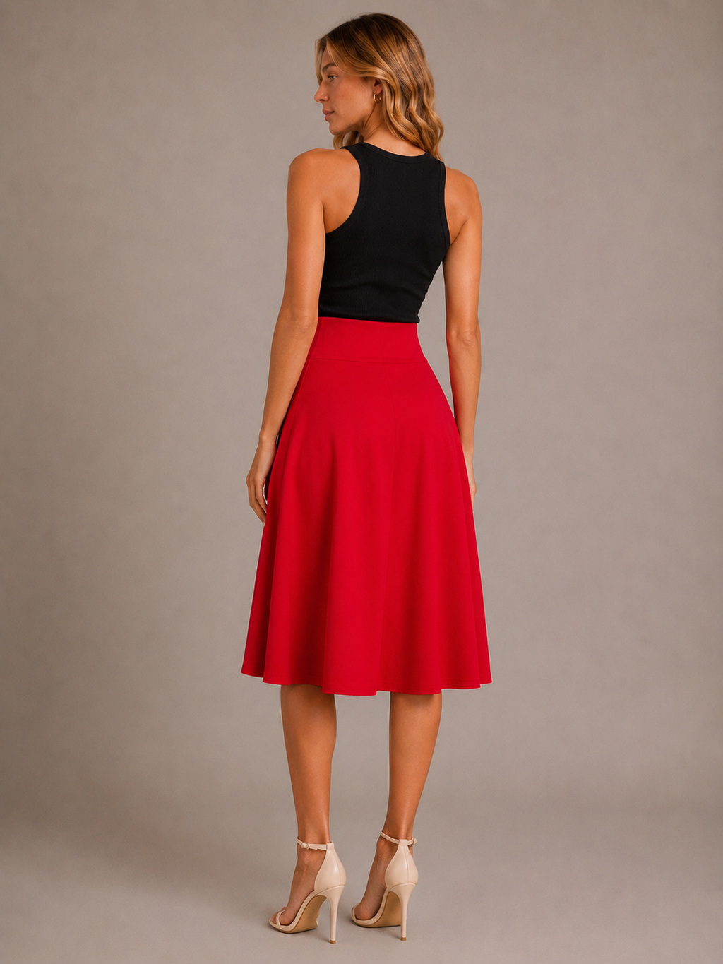 Jupe évasée rouge