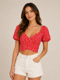 Crop top SHEIN rouge à imprimé fleuri – Taille S