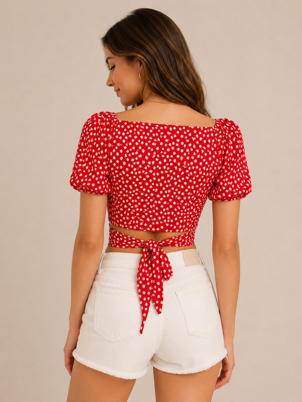 Crop top SHEIN rouge à imprimé fleuri – Taille S