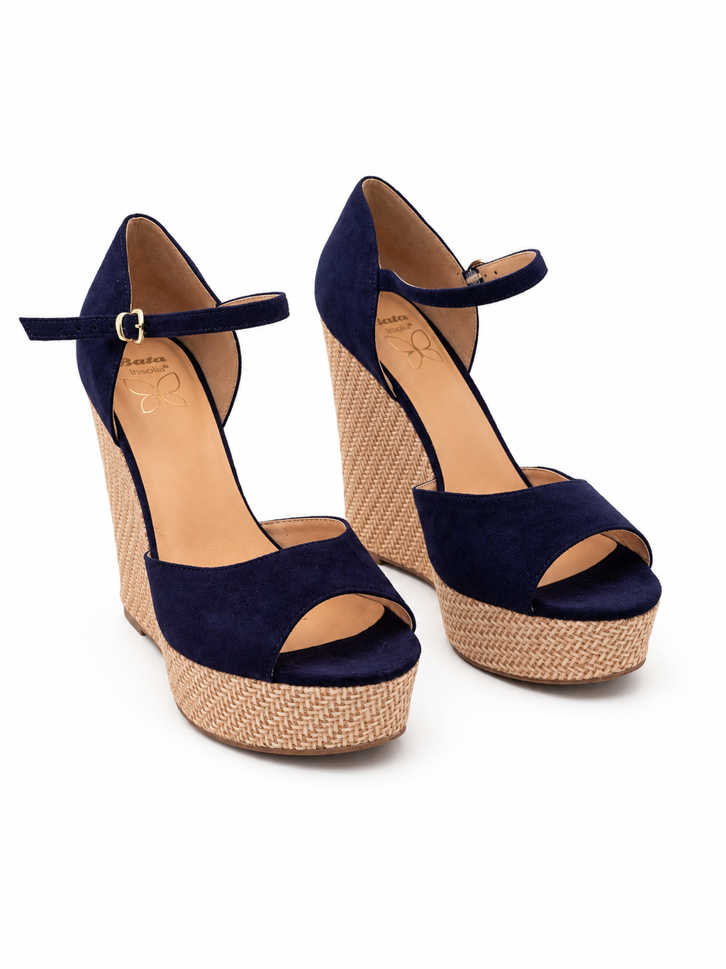 Sandales compensées BATA bleu marine – Élégance estivale – Pointure 39