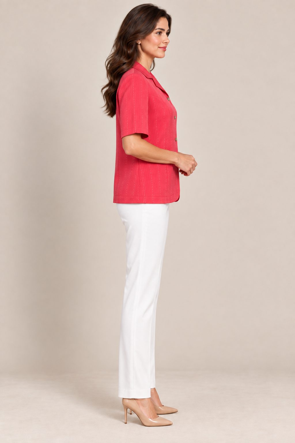 Veste légère corail à manches courtes
