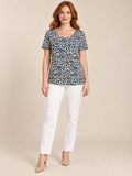 T-shirt Tissaia Basics à imprimé léopard noir et bleu – Taille 38/40