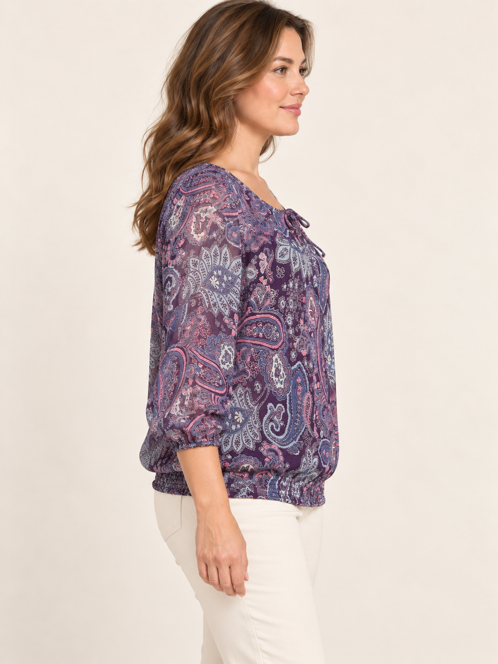 Blouse Camaïeu à imprimé cachemire – Taille 44