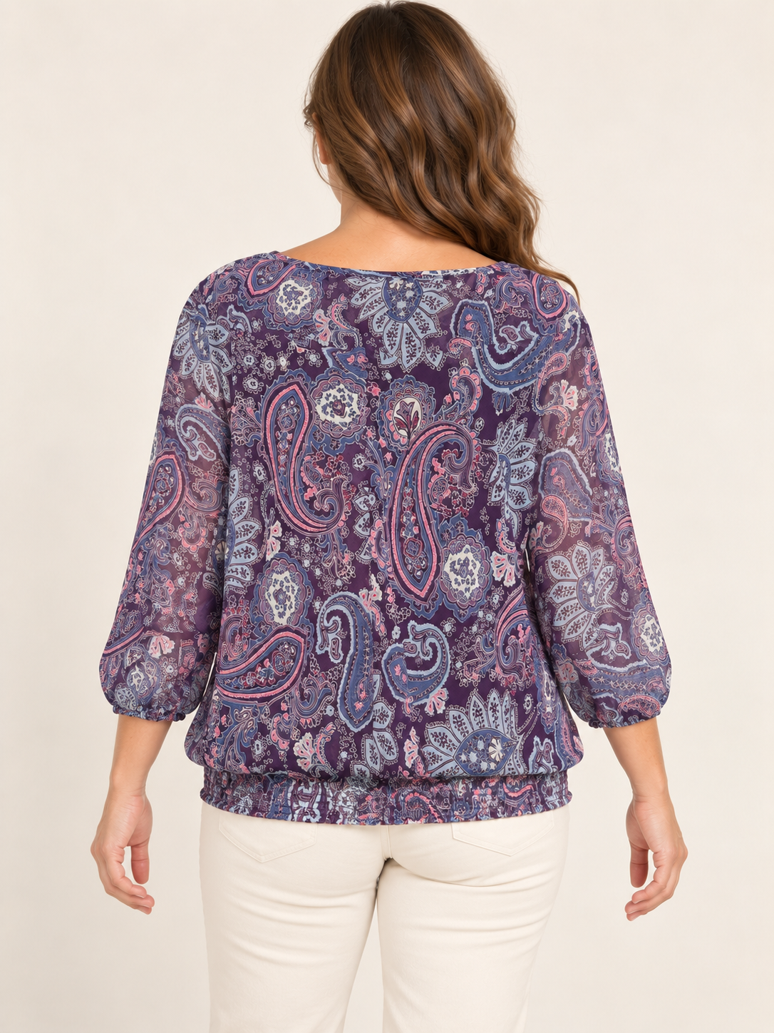 Blouse Camaïeu à imprimé cachemire – Taille 44