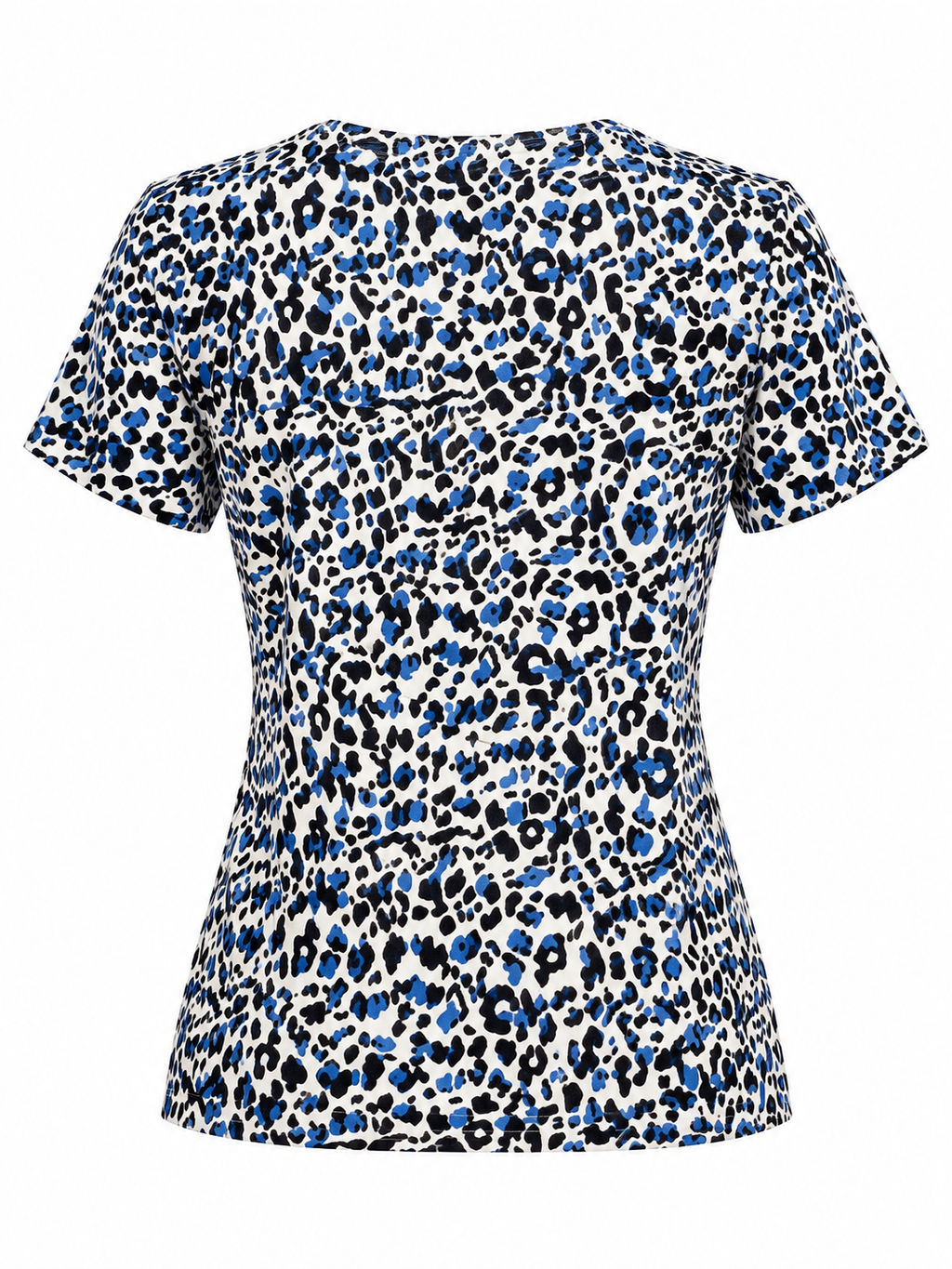 T-shirt Tissaia Basics à imprimé léopard noir et bleu – Taille 38/40