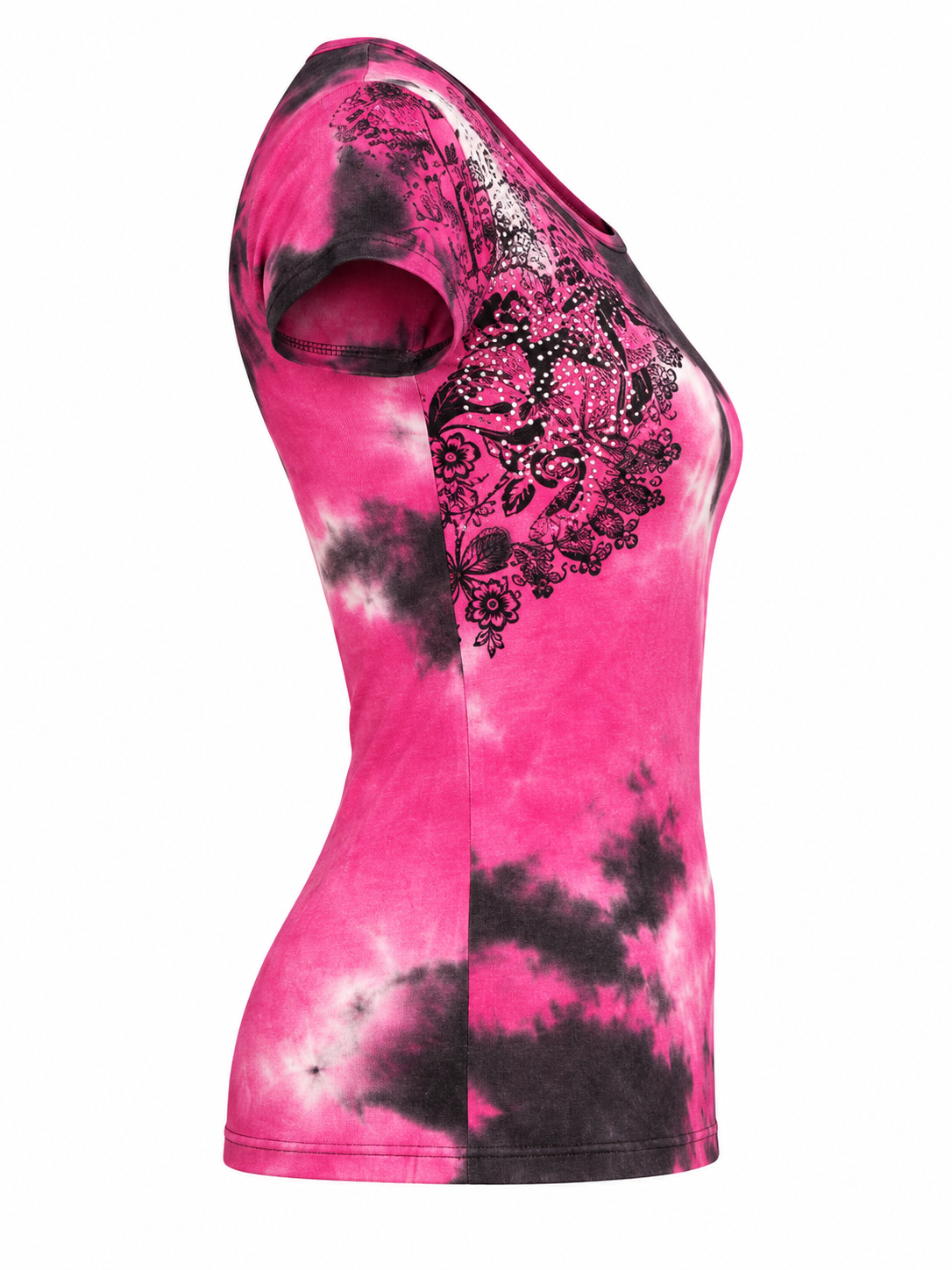 Haut imprimé rose et noir à strass Toumaï – Taille 2